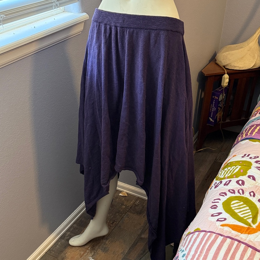 Free People Deep Purple Asymmetrical Handkerchief Hem Skirt